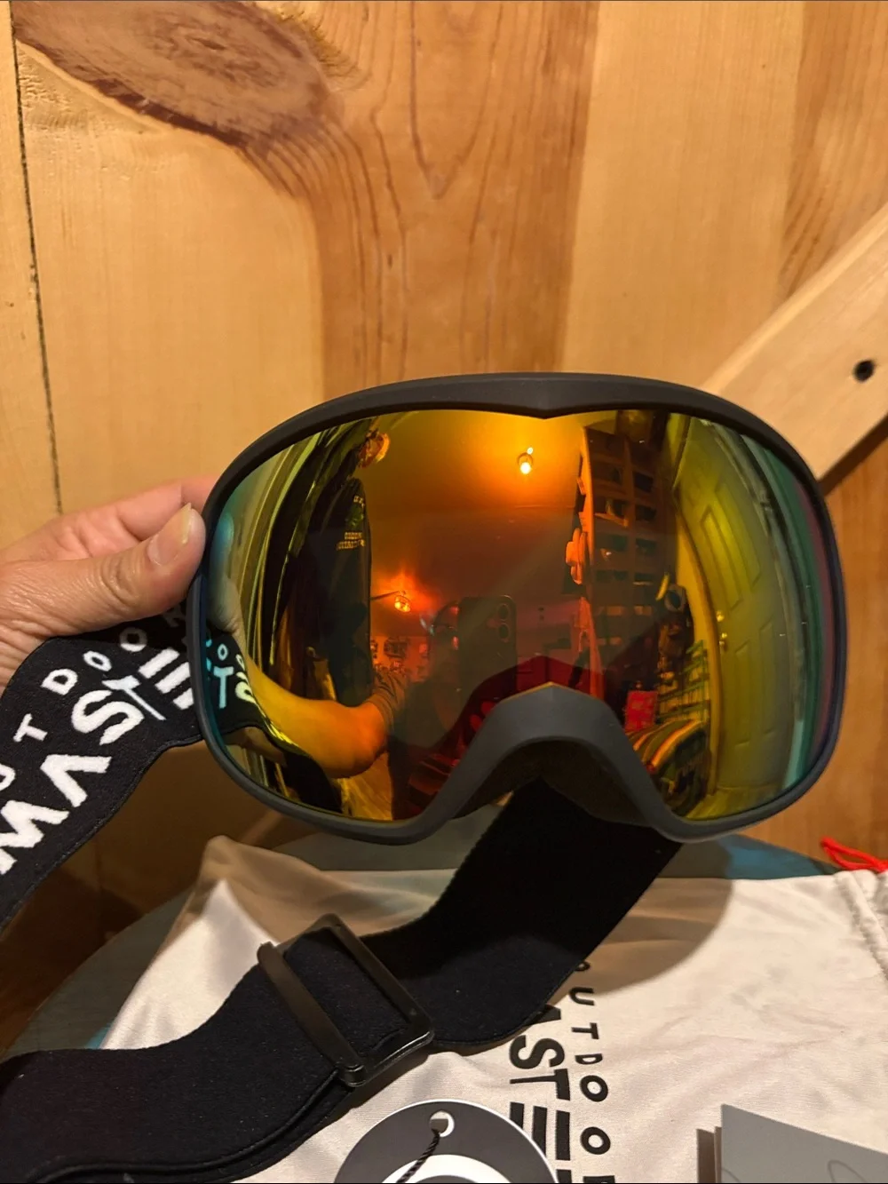 OutdoorMaster Snow Goggles in Black with Mirrored Orange Lens